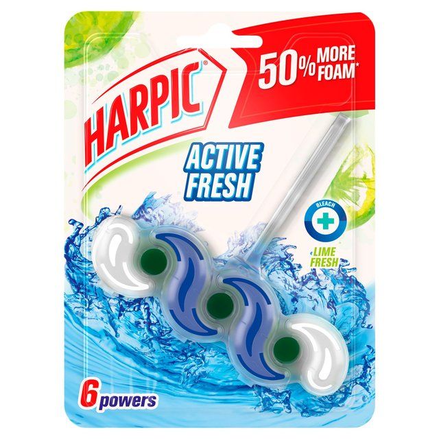 Harpic Fresh Power 6 Rim Block Bleach Lime Fresh Toilet Cleaner   39g