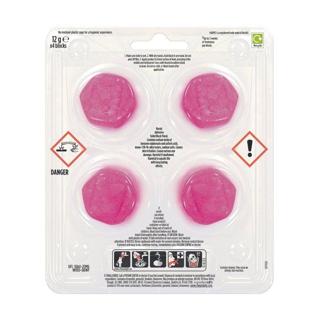 Harpic Hygienic &amp;amp; Fresh Floral Stickers Toilet Freshener   4 per pack
