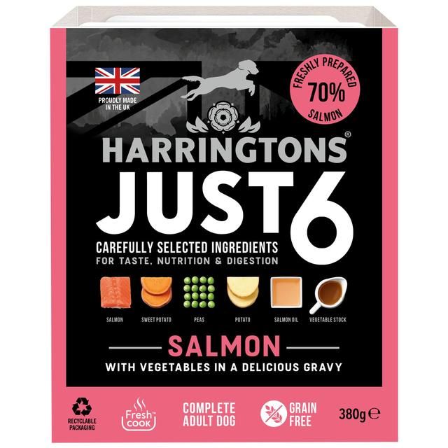 Harringtons Dog Just 6 Wet Salmon   8 x 380g