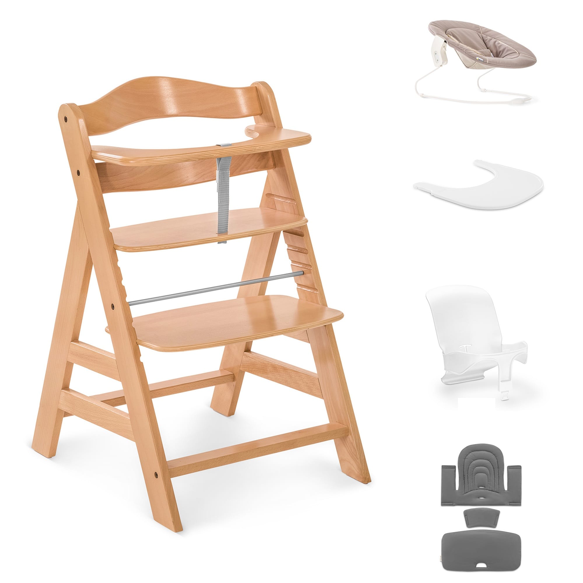 Hauck Alpha+ Economy Bundle natural wooden highchair set - British product