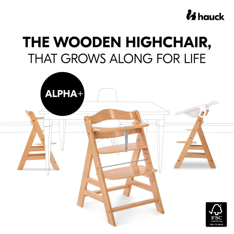 Hauck Alpha+ Economy Bundle natural wooden highchair set - British product