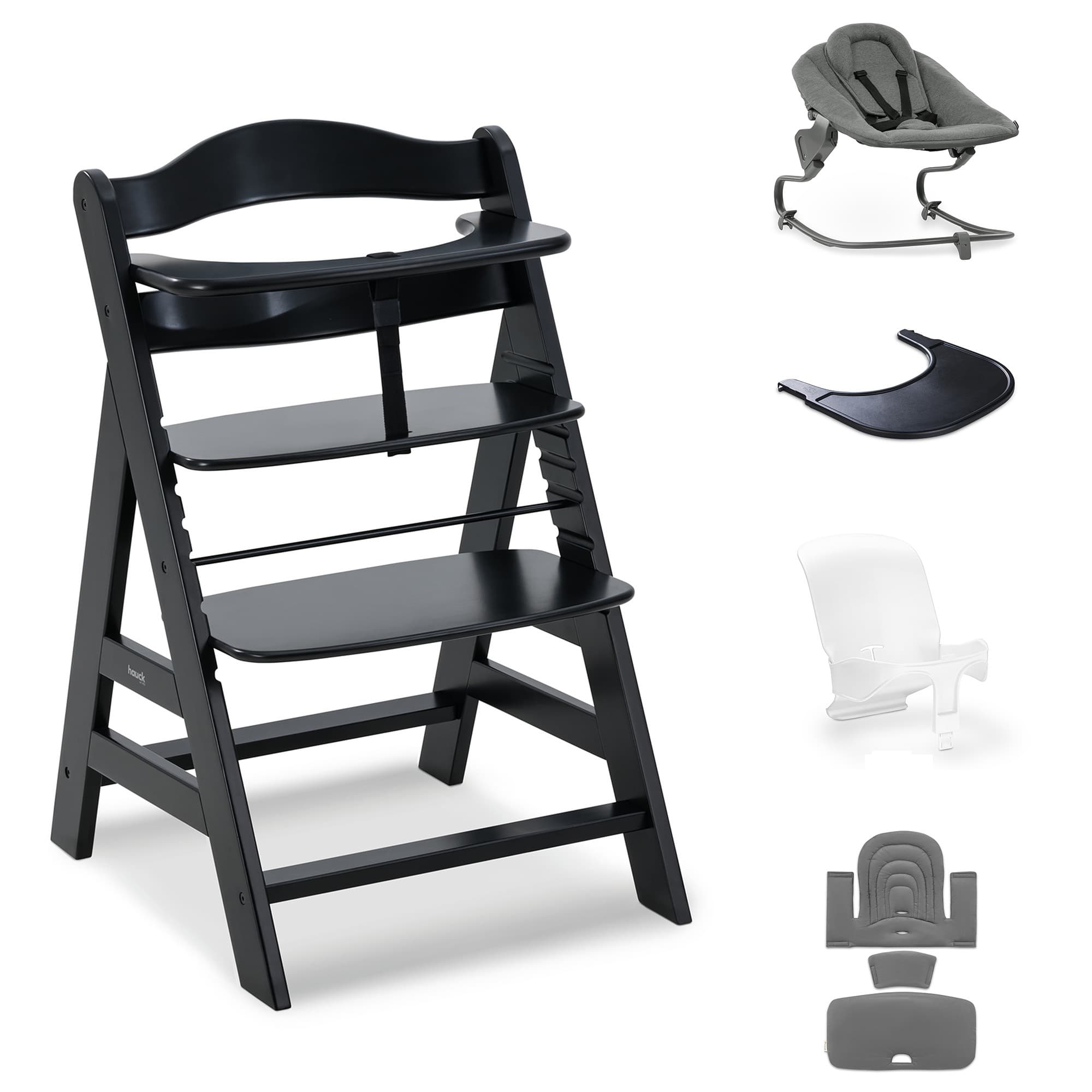 Hauck Alpha+ Premium Bundle wooden highchair, black - British product