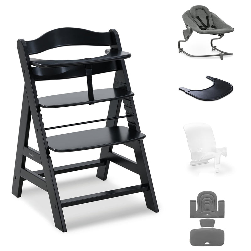 Hauck Alpha+ Premium Bundle wooden highchair, black - British product