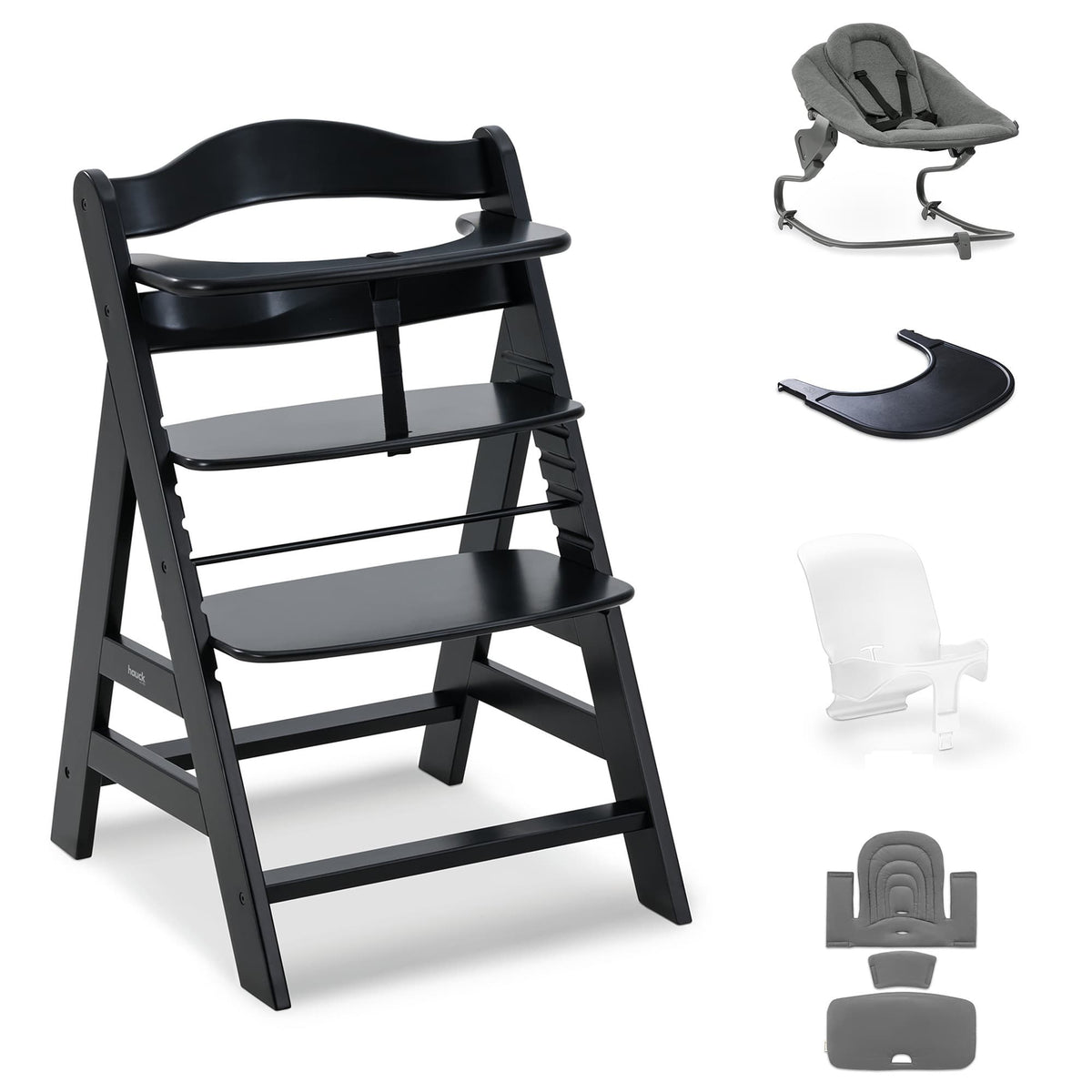 Hauck Alpha+ Premium Bundle wooden highchair, black - British product