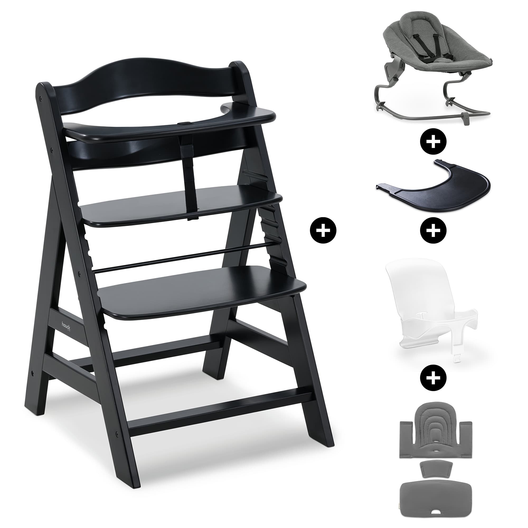 Hauck Alpha+ Premium Bundle wooden highchair, black - British product
