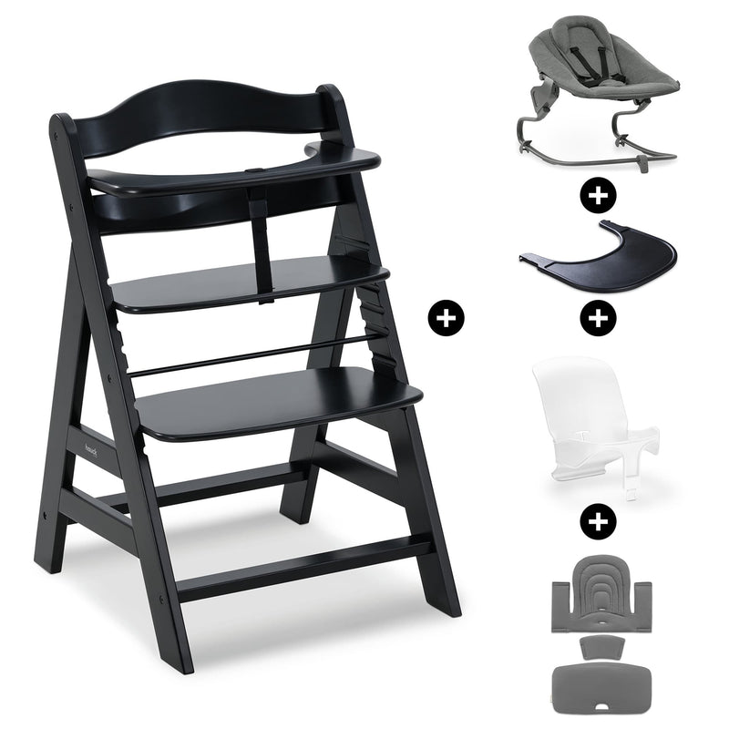 Hauck Alpha+ Premium Bundle wooden highchair, black - British product