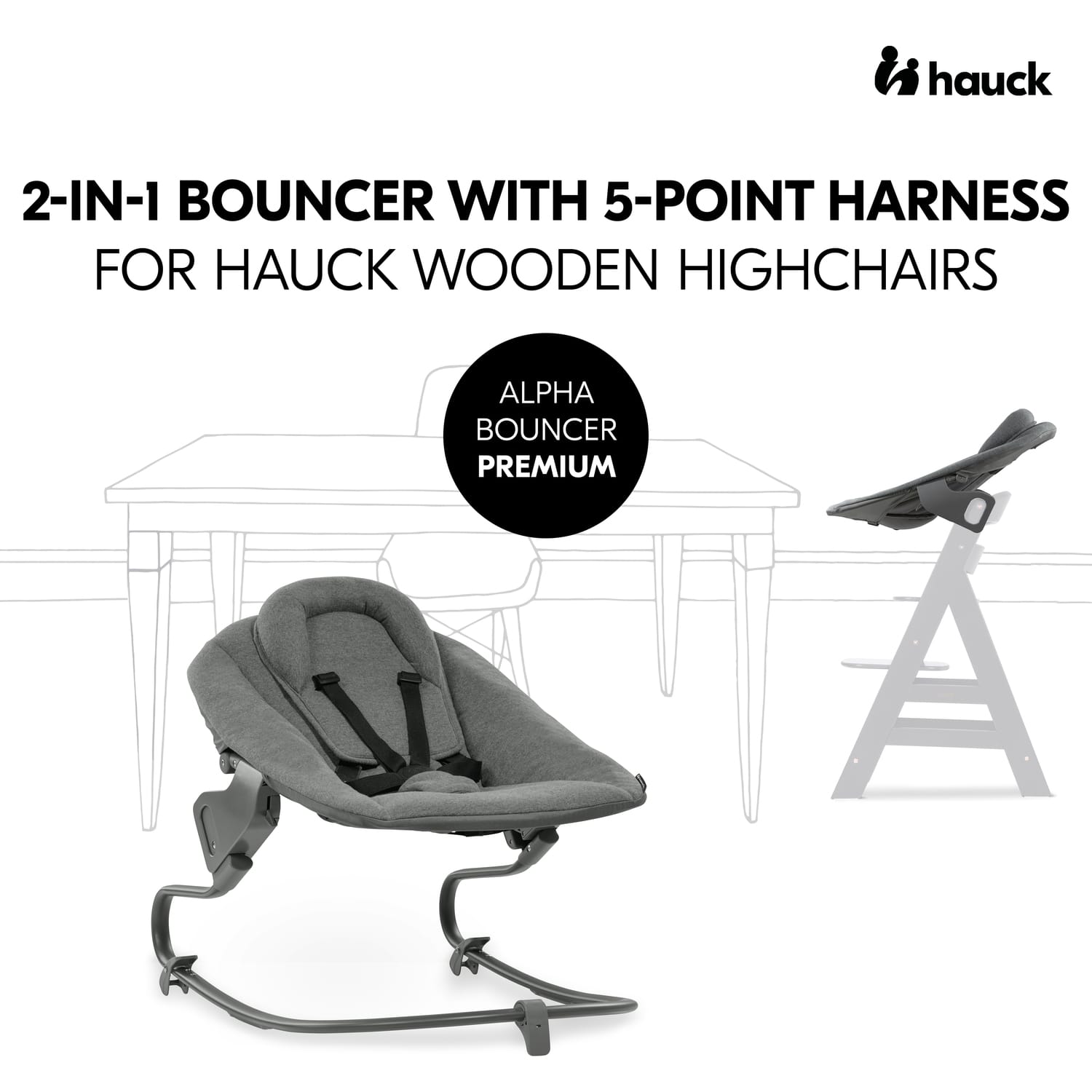 Hauck Alpha+ Premium Bundle wooden highchair, black - British product