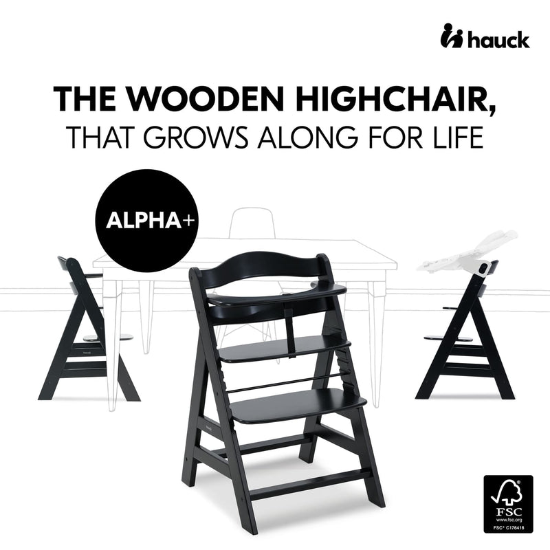 Hauck Alpha+ Premium Bundle wooden highchair, black - British product