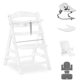 Hauck Alpha+ Premium Bundle white wooden highchair, UK version