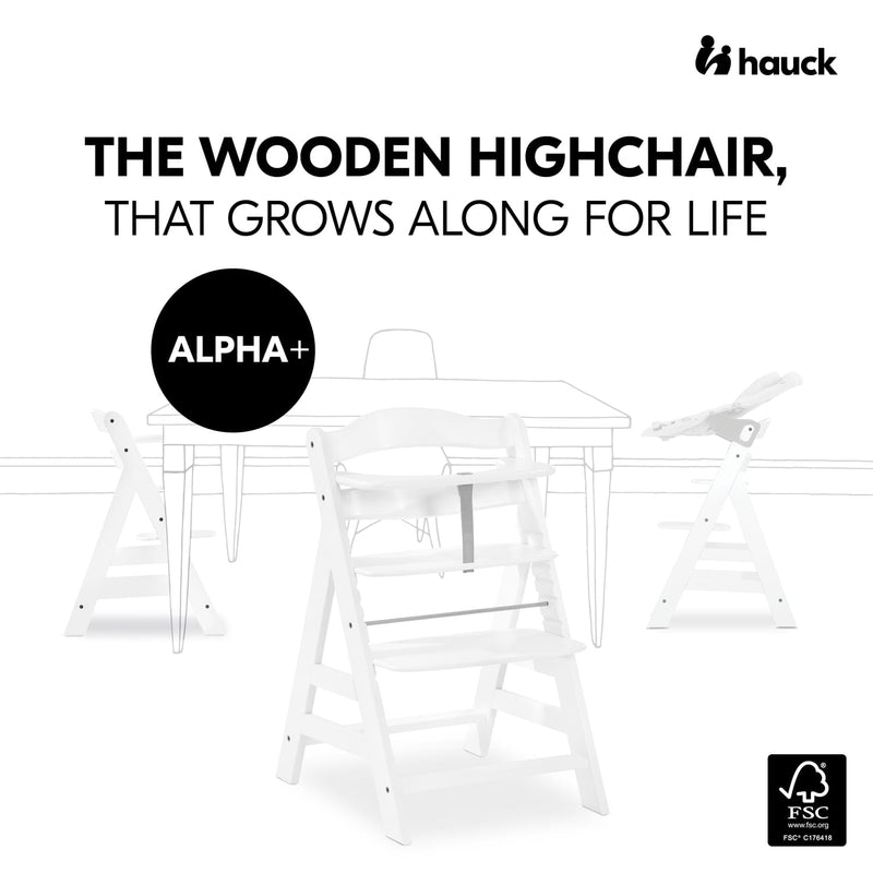 Hauck Alpha+ Premium Bundle white wooden highchair, UK version