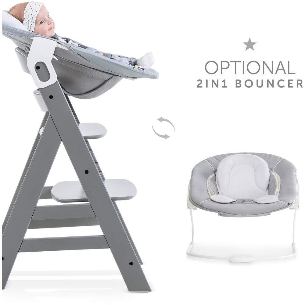 Hauck Alpha+ wooden highchair in grey finish, UK version