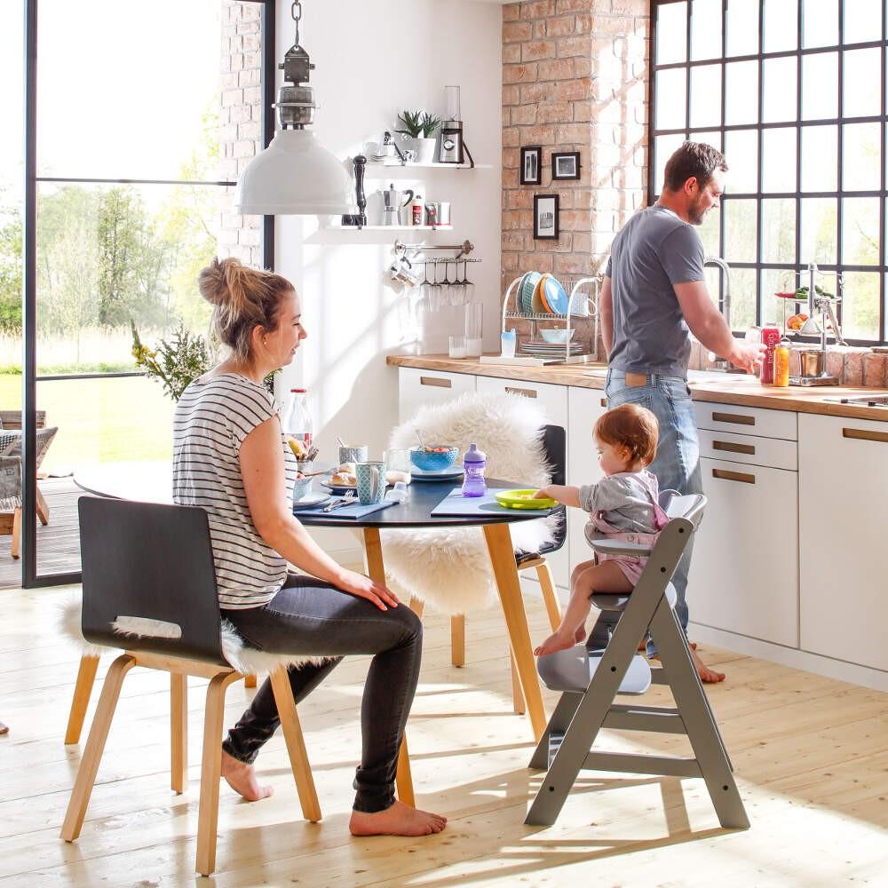 Hauck Alpha+ wooden highchair in grey finish, UK version