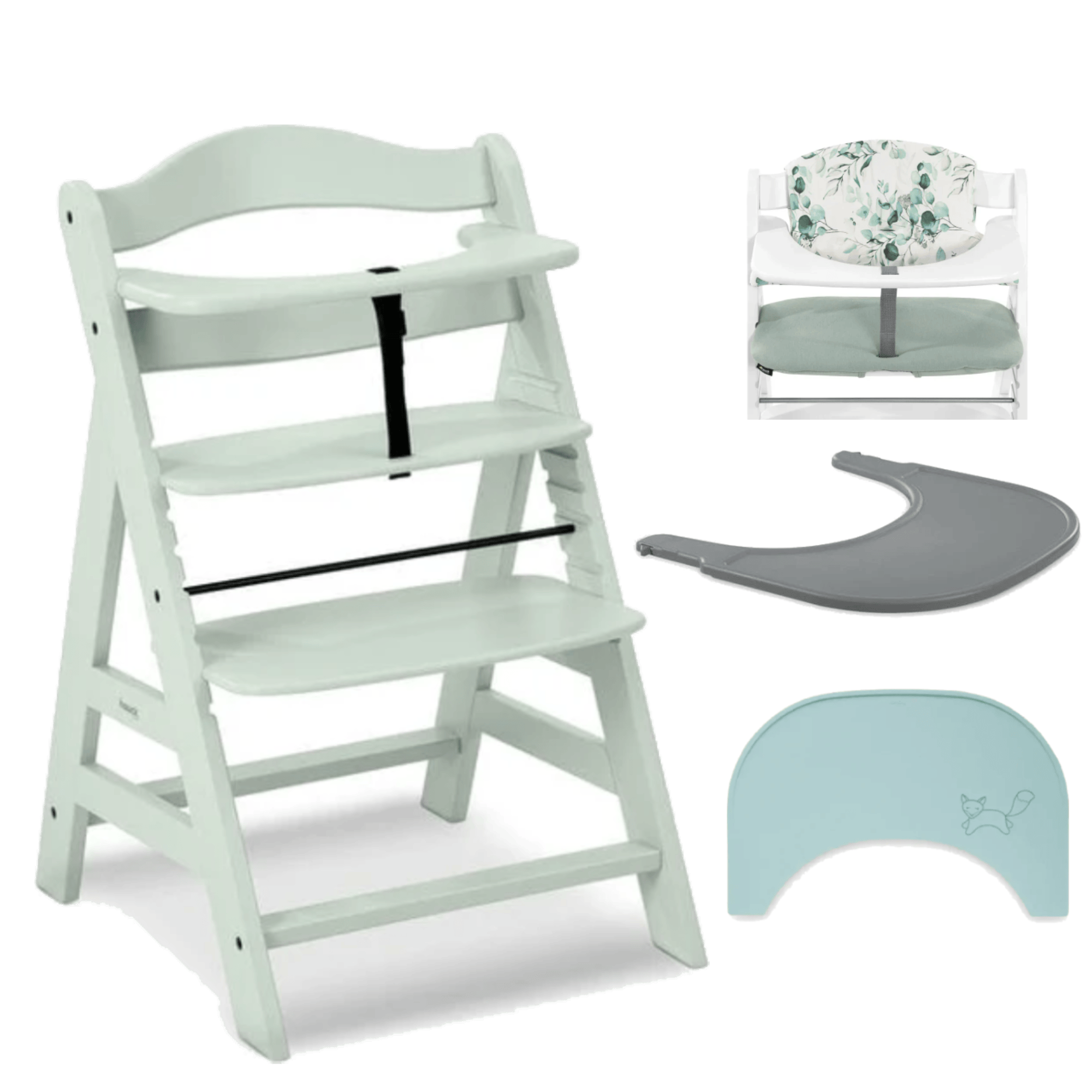Hauck Alpha+ wooden highchair bundle in Mint, UK version