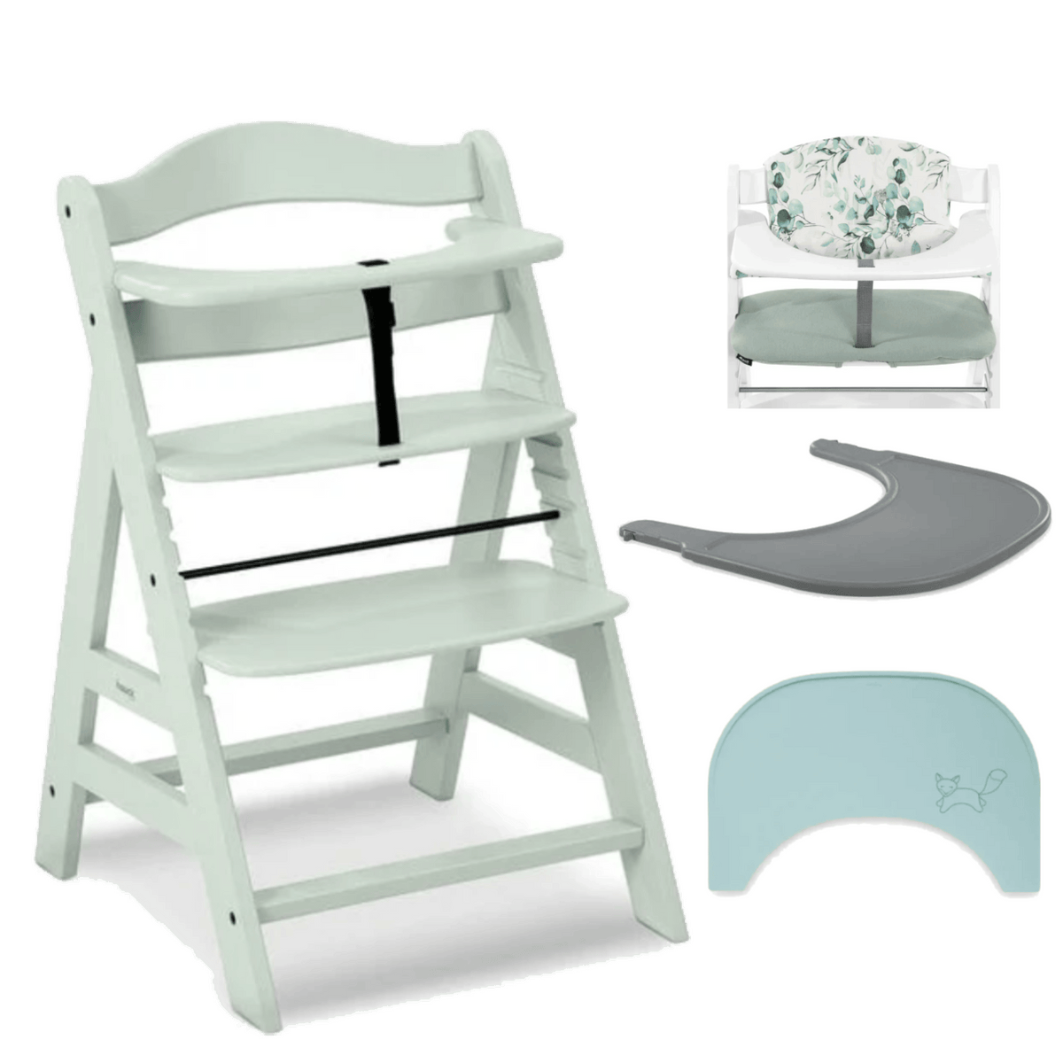 Hauck Alpha+ wooden highchair bundle in Mint, UK version