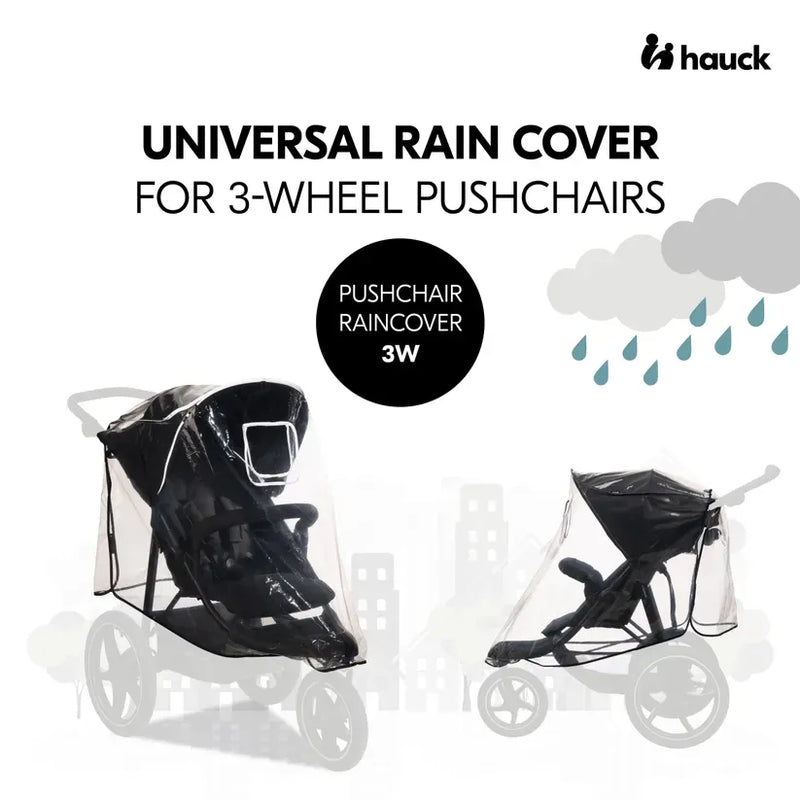Hauck pushchair raincover for 3-wheel pushchairs (British brand)