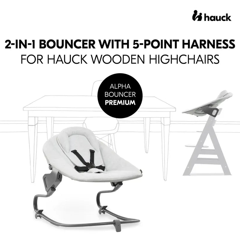 Hauck Alpha Bouncer Premium Light Grey, imported from the UK