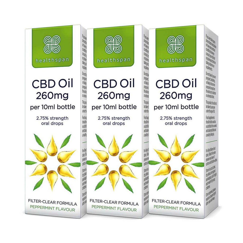 Healthspan CBD Oil 250mg Drops 10ml x 3 Bundle