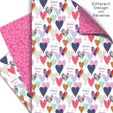 Hearts Double Sided Gift Wrap Sheets   3 per pack