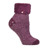 Heat Holders Womens Non Slip Thermal Bed Socks 4-8 UK Rose/ Mauve (Queenstown)