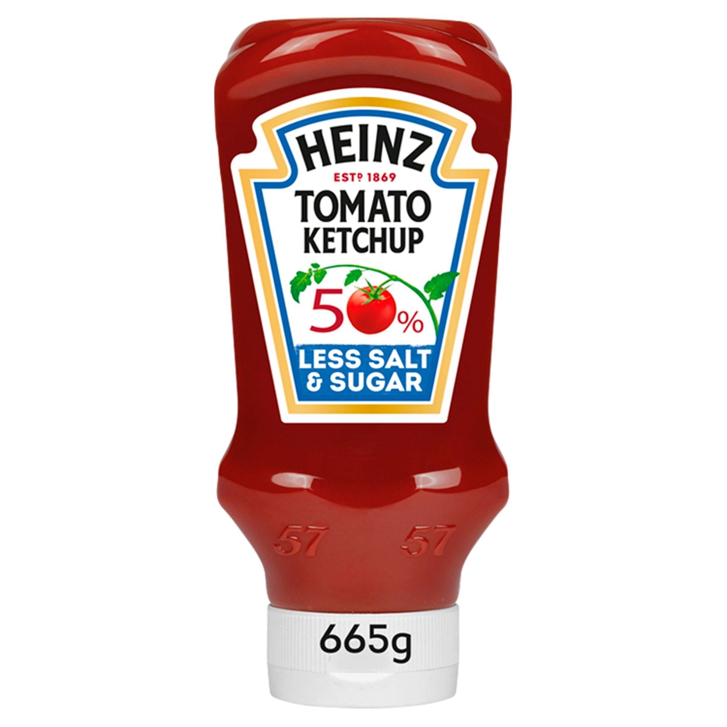 Heinz 50% Less Sugar &amp;amp; Salt Tomato Ketchup 665g