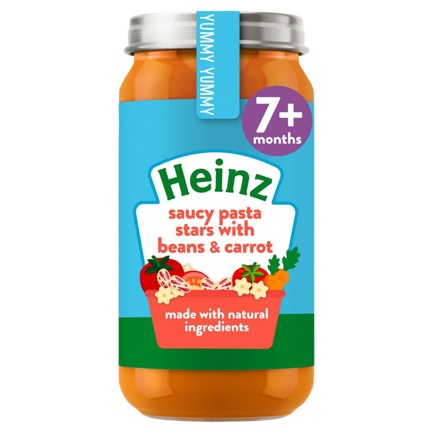 Heinz by Nature Saucy Pasta Stars with Bean &amp; Sárgarépa bébiétel 7+ hónapos kortól