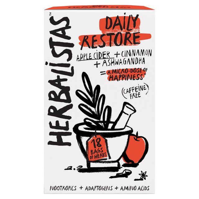 Herbalistas Daily Restore Herbal Tea with Apple Cinnamon & Ashwagandha   18 per pack