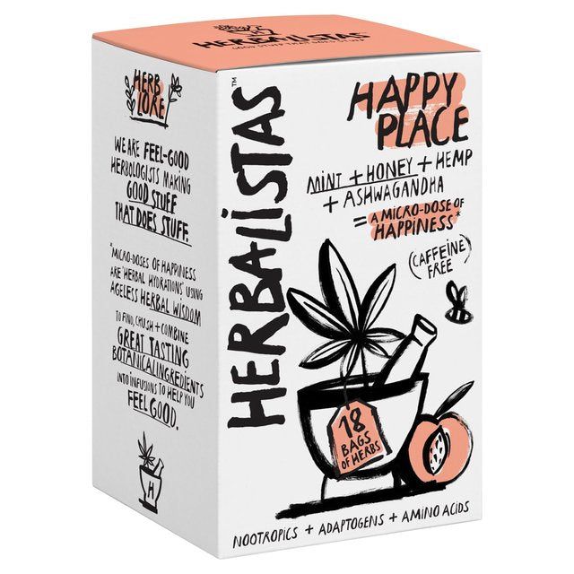 Herbalistas Happy Place Herbal Tea with Mint Honey &amp;amp; Hemp   18 per pack