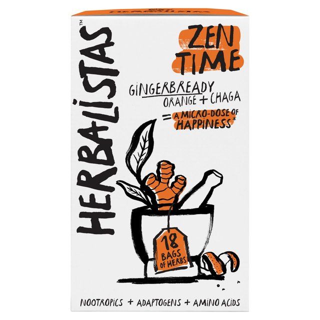 Herbalistas Zen Time Herbal Tea with Gingerbread Orange &amp;amp; Chaga   18 per pack