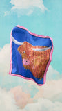 Lush Highland Cow Knot Wrap 50x50cm, imported from the UK