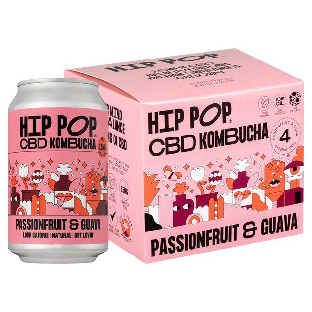 Hip Pop Passionfruit &amp;amp; Guava CBD Kombucha 4 x 330ml   4 x 330ml