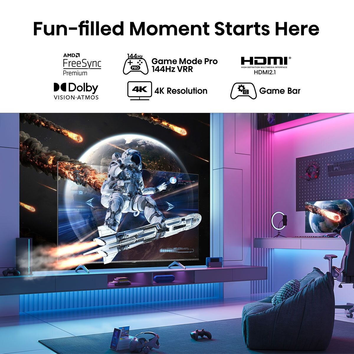 Hisense 75E7KQTUK PRO 75 Inch QLED 4K UHD 144Hz Smart TV