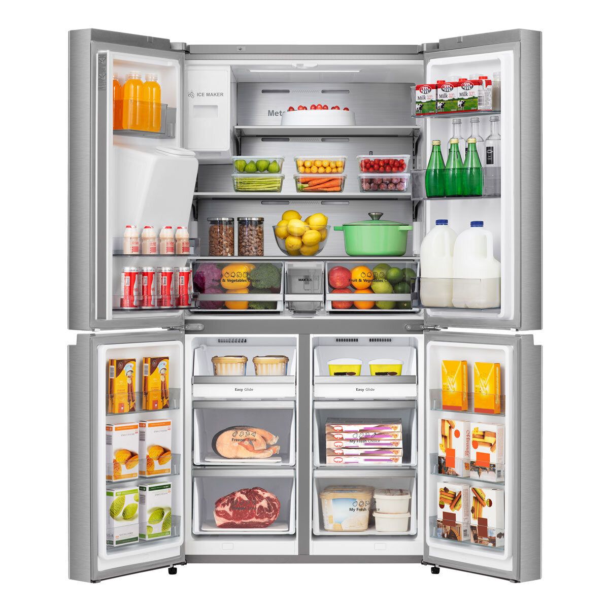 Hisense RQ760N4SASE, Multidoor Fridge Freezer, E Rating in Stainless Steel