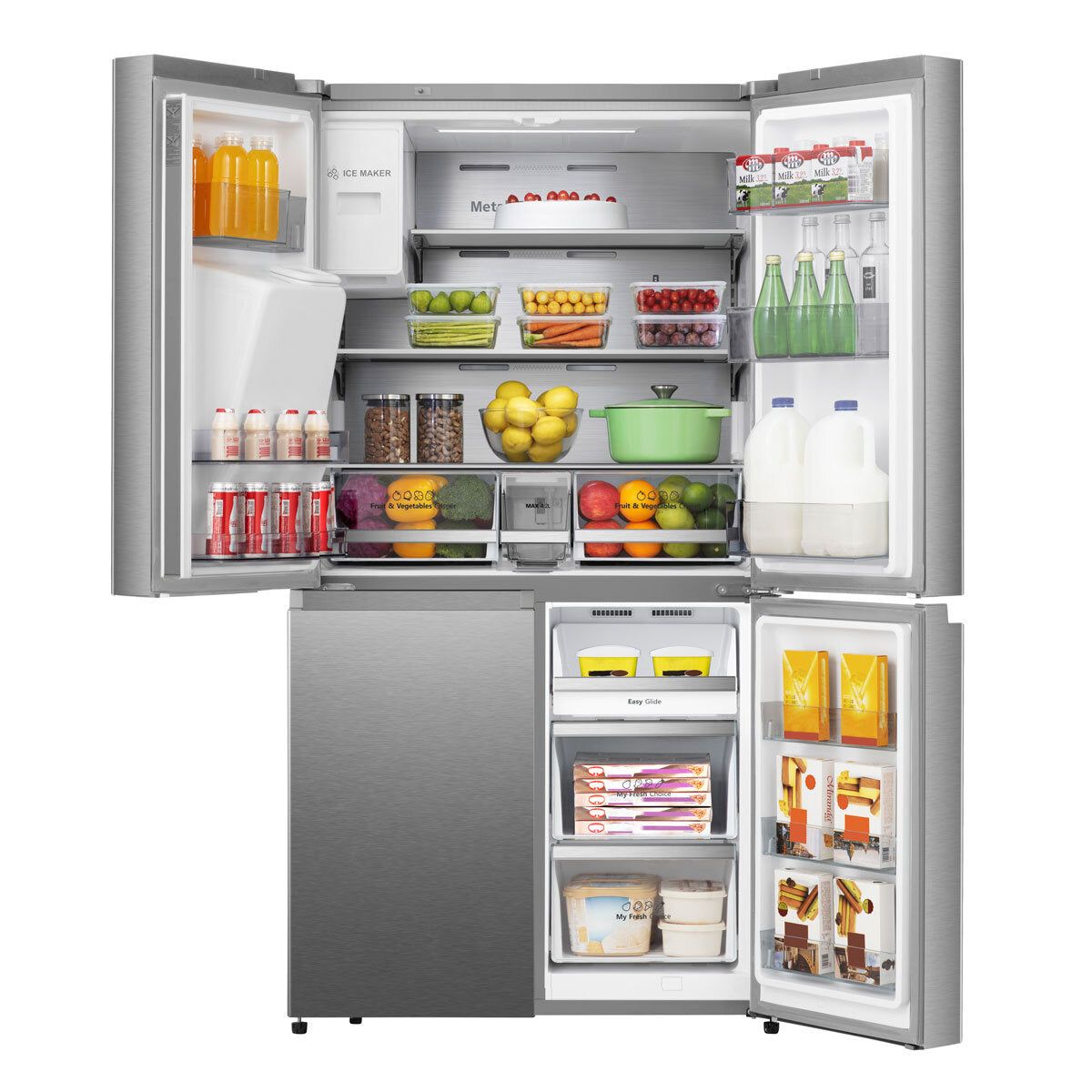 Hisense RQ760N4SASE, Multidoor Fridge Freezer, E Rating in Stainless Steel