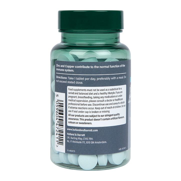 Holland &amp; Barrett nagy szilárdságú kelátozott cink és amp; Réz 120 tabletta