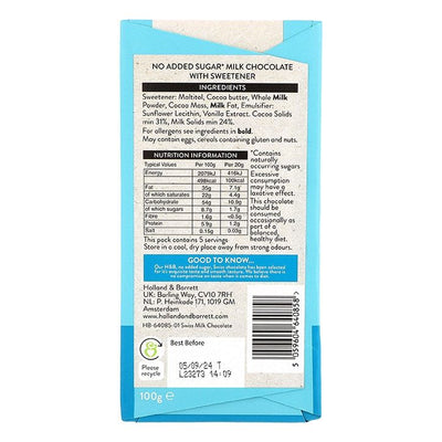 Holland & Barrett Schweizer weiße Schokolade 100g