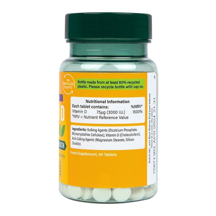 Holland &amp;amp; Barrett Vegan Vitamin D 3000 I.U. 75ug 90 Tablets