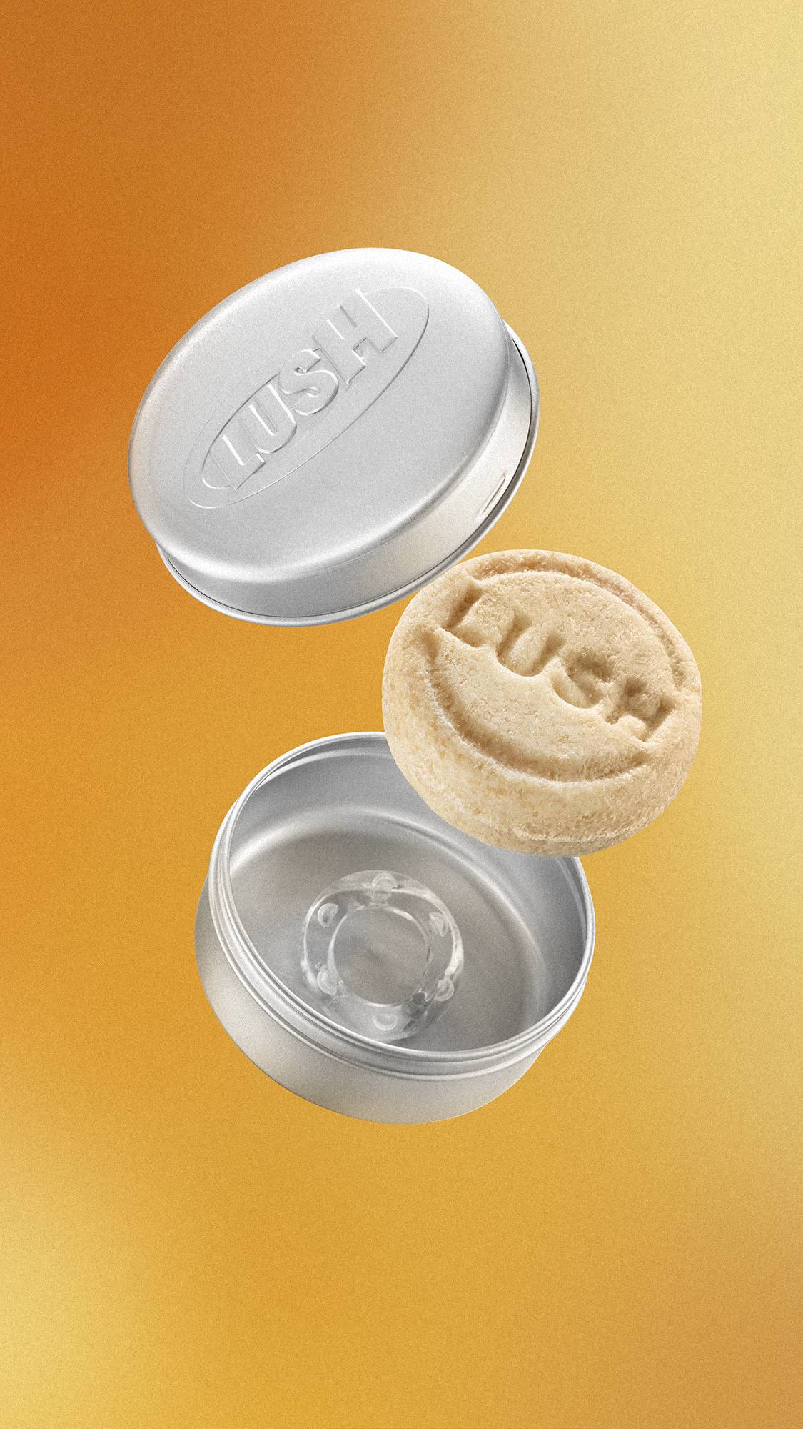 Lush round tin product holder with standle - British product