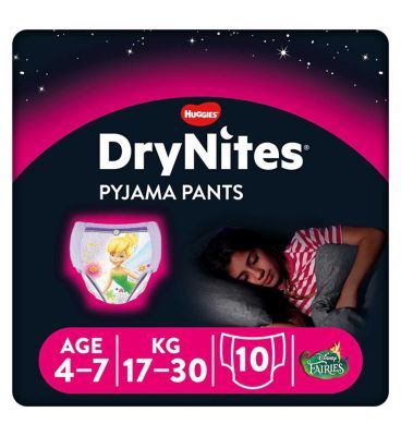 Huggies DryNites Pyjama Bed Wetting Pants Girls, 10 Pants, 4-7 Years