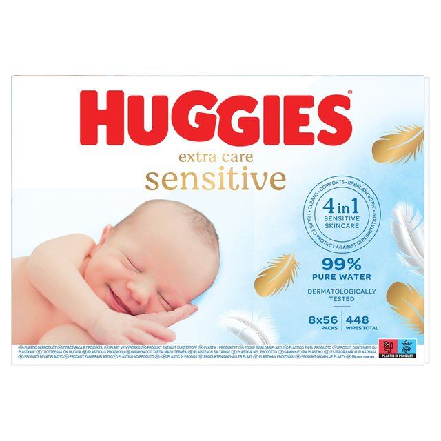 Huggies Extra Care Sensitive 99% Water Baby Wipes Big Pack   8 x 56 per pack