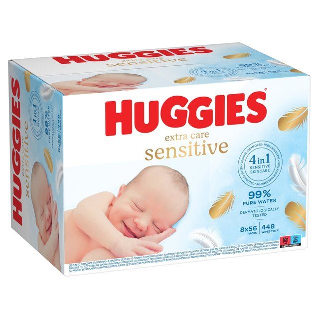 Huggies Extra Care Sensitive 99% Water Baby Wipes Big Pack   8 x 56 per pack