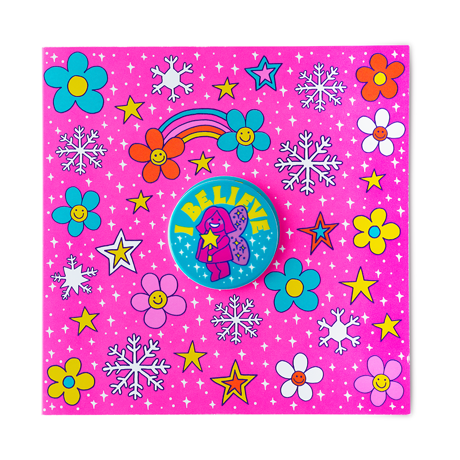 Lush Snow Fairy greetings card with pin badge, imported from the UK