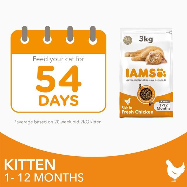 IAMS 1-12 Months Kitten Dry Cat Food Chicken   3kg