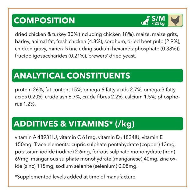 IAMS for Vitality Adult Dog Food Small/Medium Breed with Fresh Chicken   800g