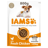 IAMS फॉर वाइटैलिटी ड्राई पपी फूड स्मॉल और मीडियम ब्रीड फ्रेश चिकन 800g के साथ