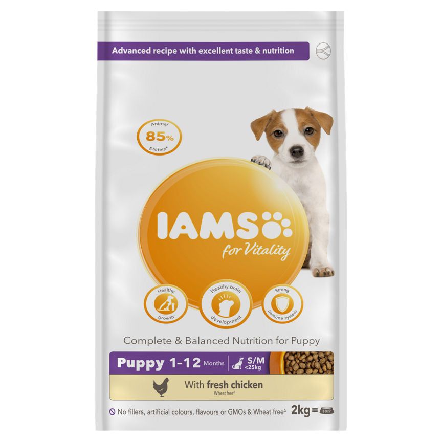 Iams for Vitality Puppy Small &amp; Közepes fajtájú kutyaeledel friss csirkével 2kg