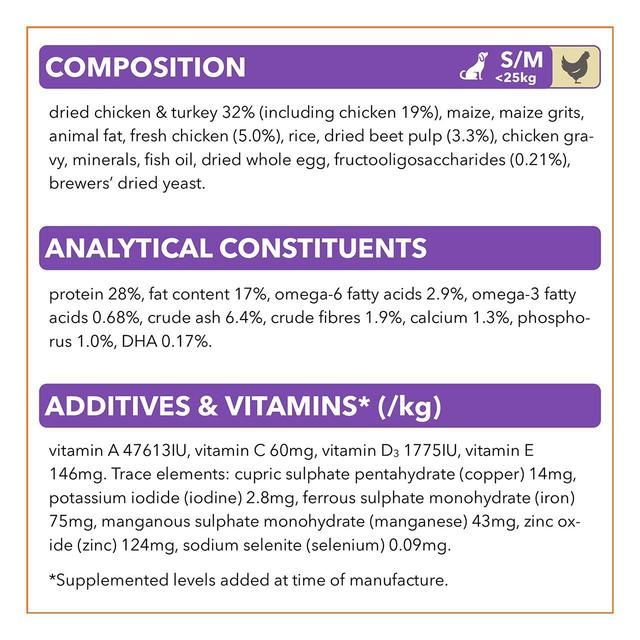 IAMS for Vitality Small/Medium Breed Dry Puppy Food with Fresh chicken   12kg
