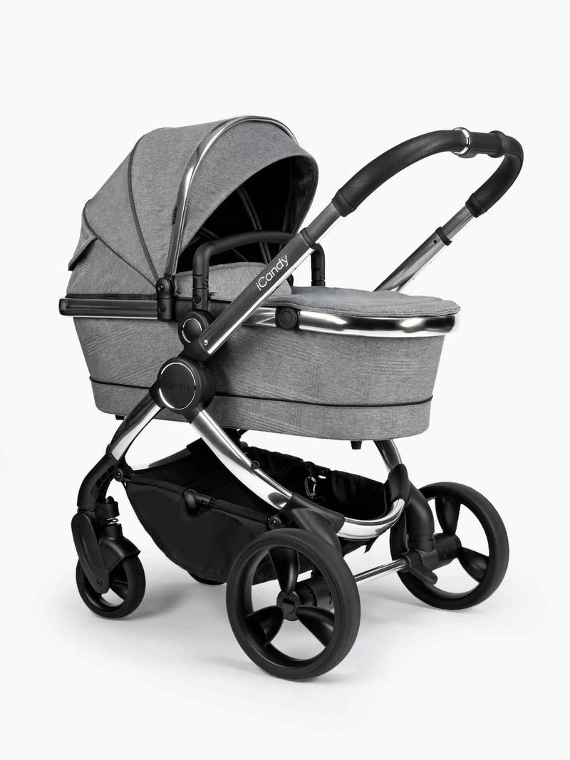 Oferta de paquete completo iCandy Peach 6 - Cuadros cromados / gris claro