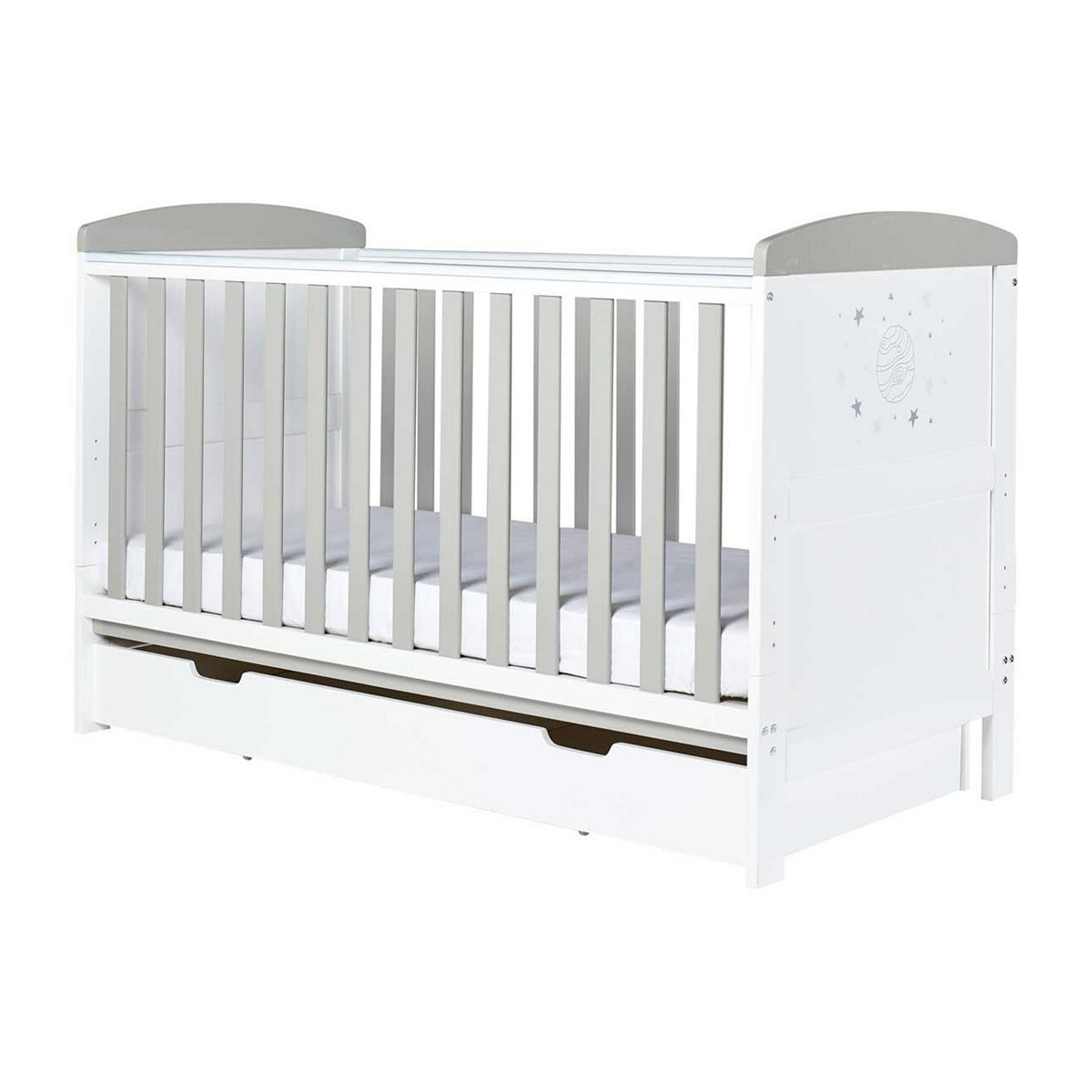 Ickle Bubba Coleby stílusú kiságy, fiók alatt és Deluxe matrac - Kozmikus aura
