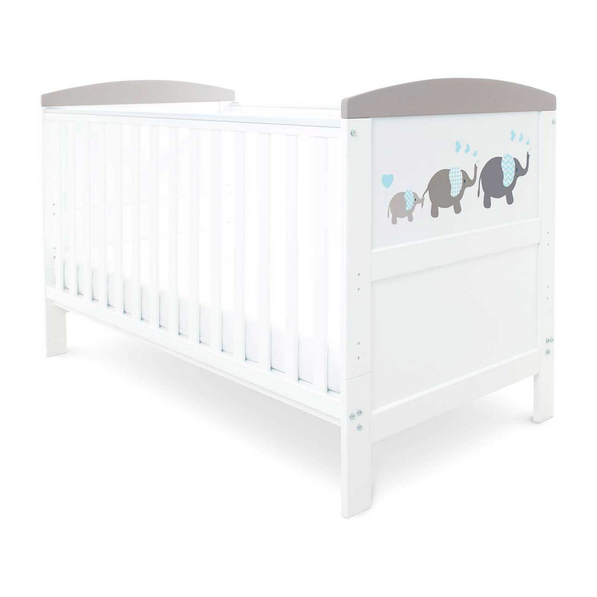 Ickle Bubba Coleby stílusú kiságy, fiók alatt és Deluxe matrac - Elephant Love Grey