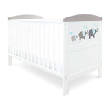 Ickle Bubba Coleby stílusú kiságy, fiók alatt és Deluxe matrac - Elephant Love Grey